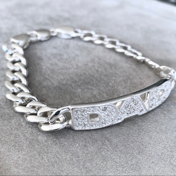 Dad ID Bracelet in Silver 925 cz set Heavy solid - Picture 3 of 8